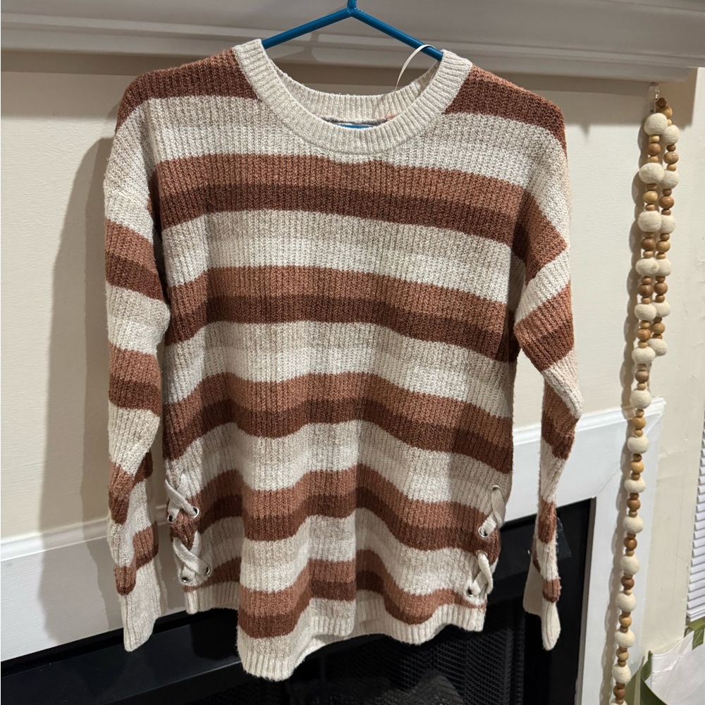 Striped Brown and Cream Fall Sweater